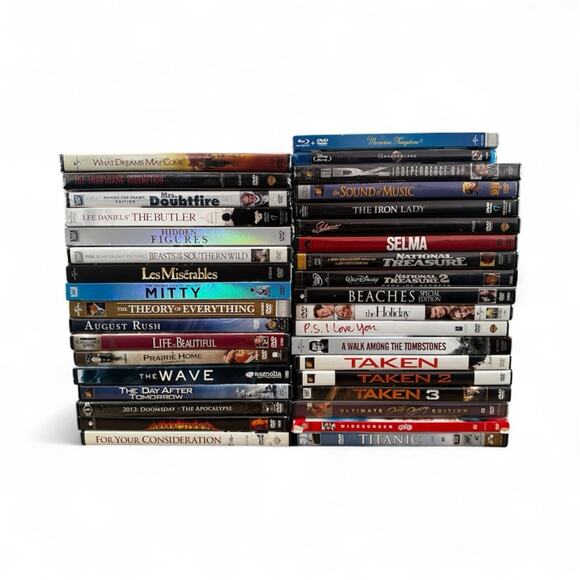 Lot of 36 DVD and Blu-Ray Movies Taken Titanic Hidden Figures Dirty Dancing